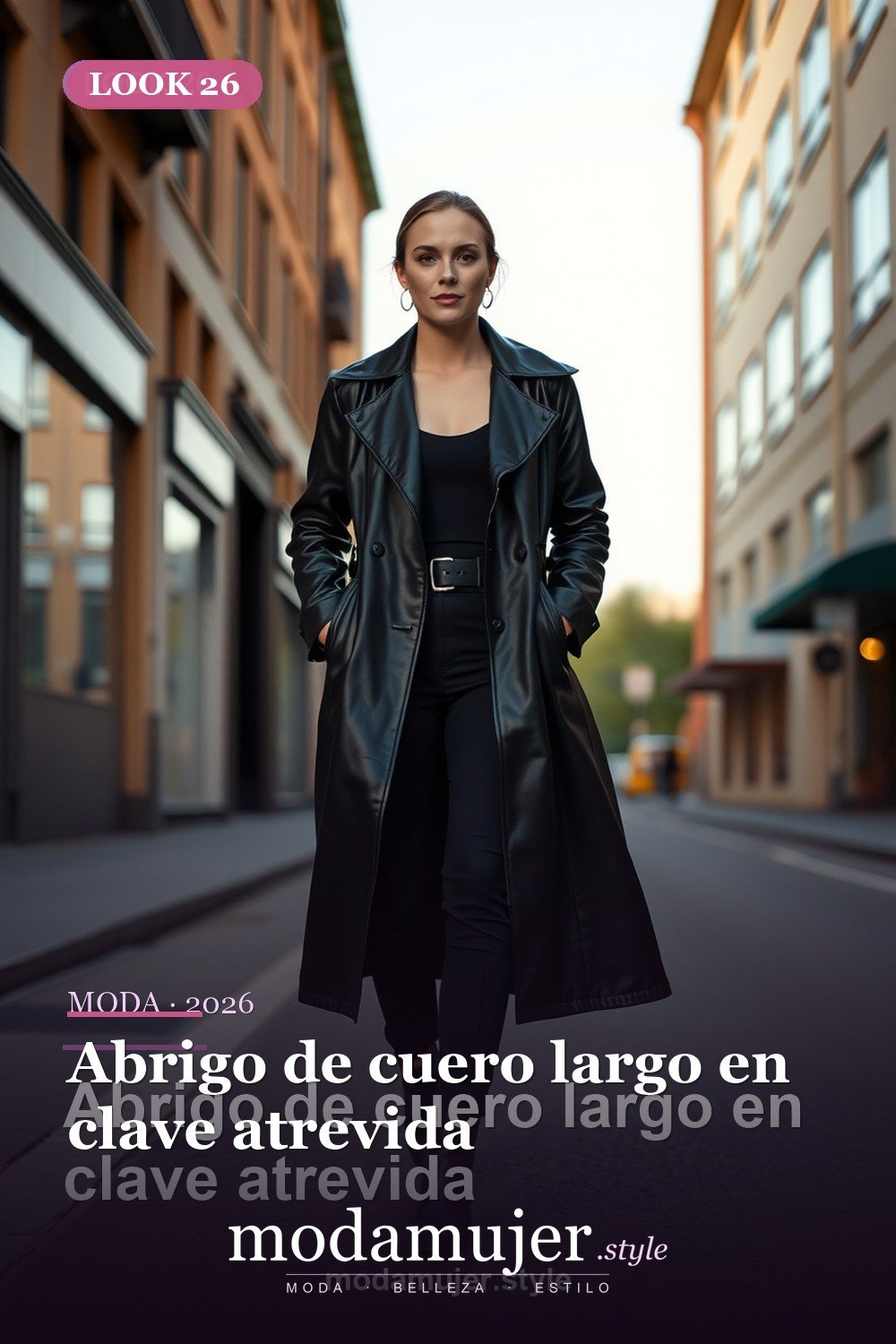 Abrigo de cuero largo en clave atrevida — 30 looks con abrigo para mujer en 2026: ideas de invierno
