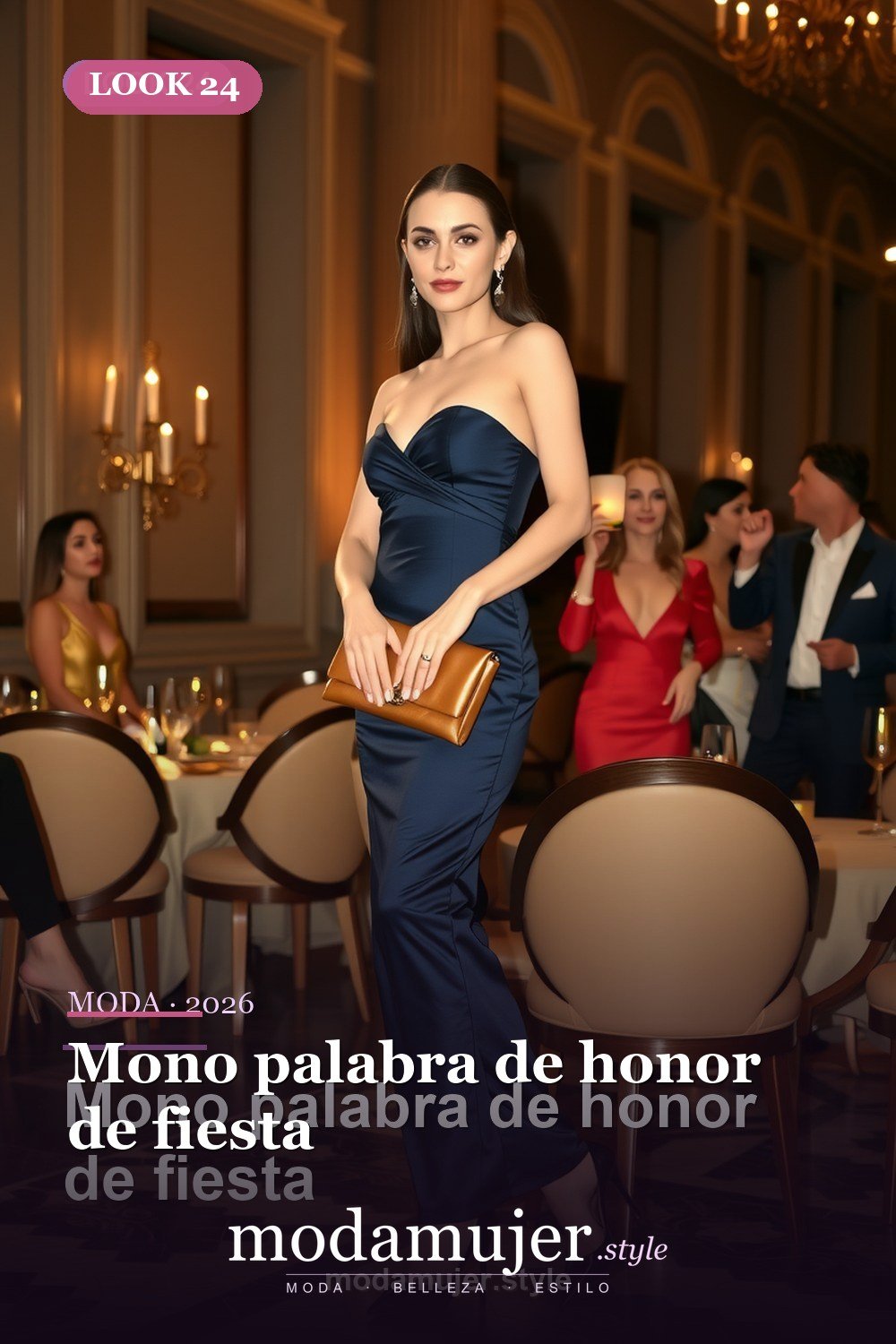 Mono palabra de honor de fiesta — 30 looks de fiesta para mujer en 2026: ideas para eventos y noche