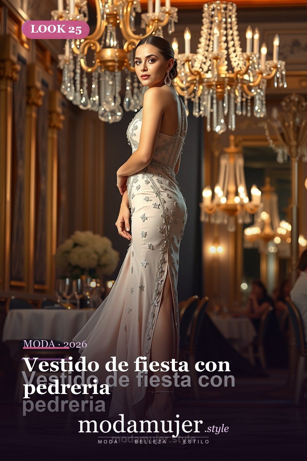 Vestido de fiesta con pedreria — 30 looks de fiesta para mujer en 2026: ideas para eventos y noche