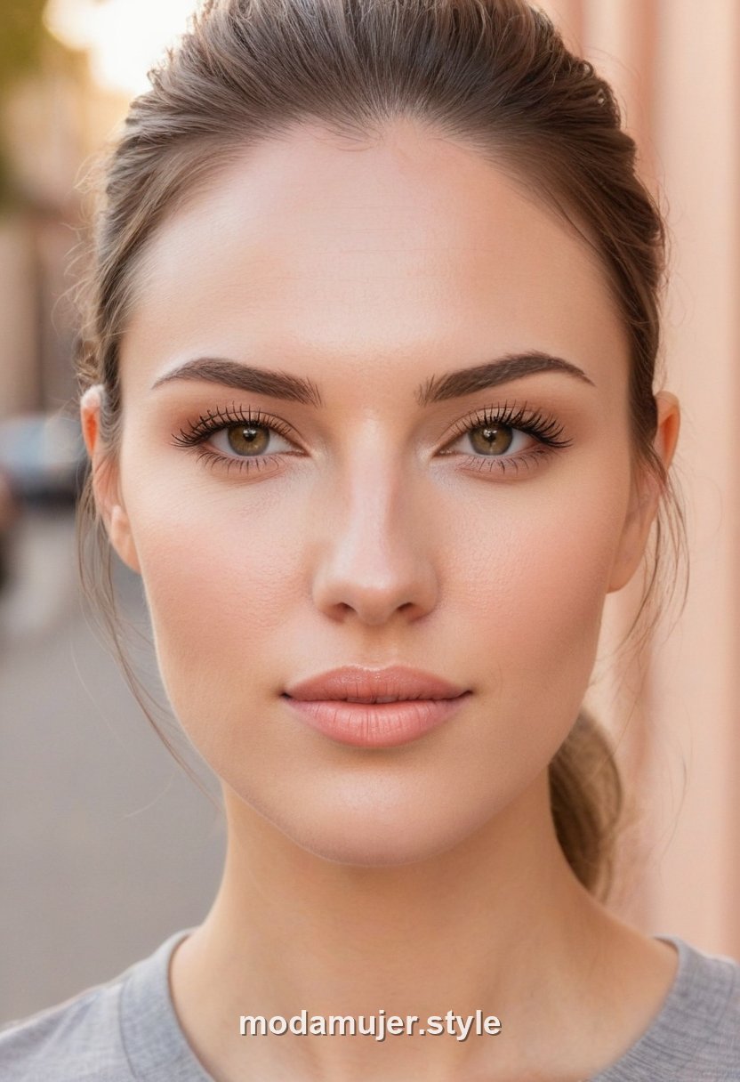 Mujer con maquillaje natural de diario en tonos nude