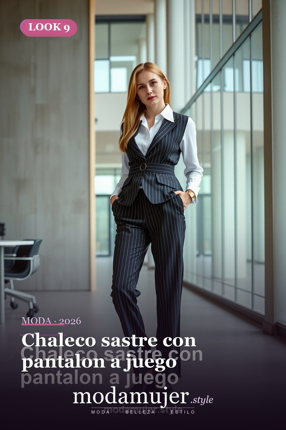 Chaleco sastre con pantalon a juego — 30 looks de oficina para mujer en 2026: ideas elegantes para trabajar