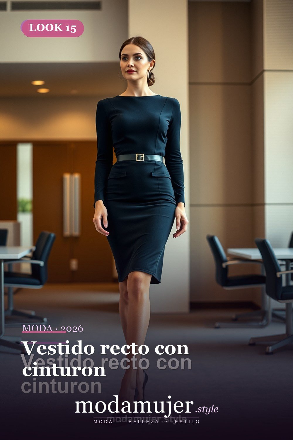 Vestido recto con cinturon — 30 looks de oficina para mujer en 2026: ideas elegantes para trabajar