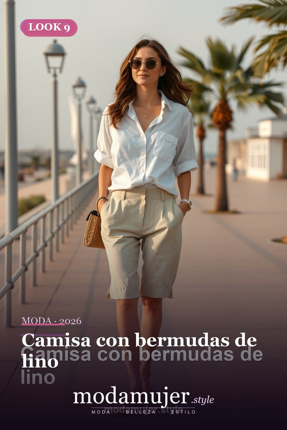 Camisa con bermudas de lino — 30 looks de primavera para mujer en 2026: ideas de entretiempo