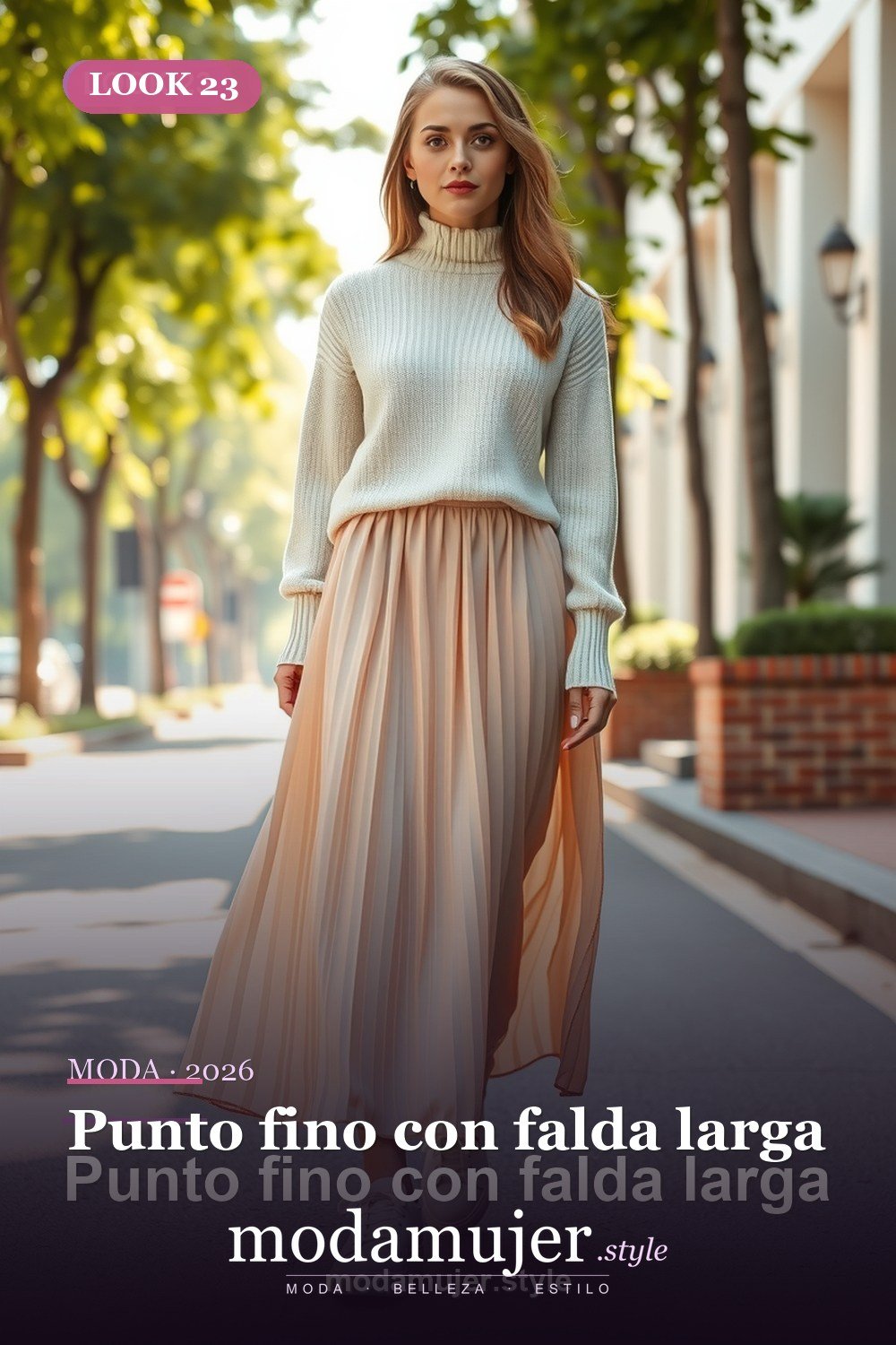 Punto fino con falda larga — 30 looks de primavera para mujer en 2026: ideas de entretiempo