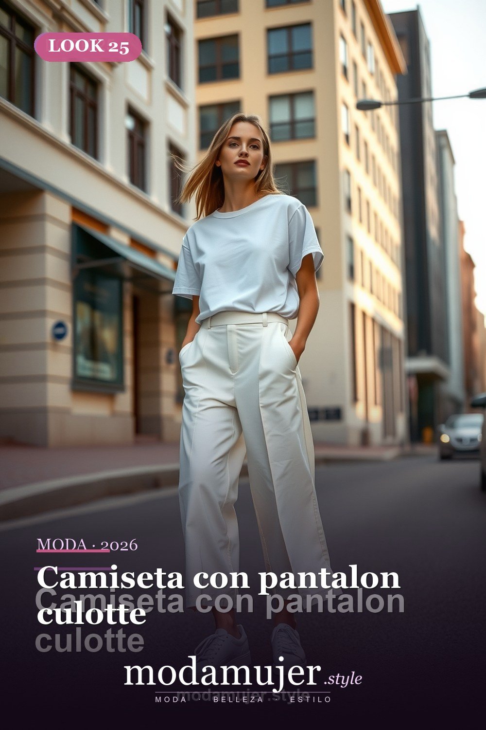 Camiseta con pantalon culotte — 30 looks de primavera para mujer en 2026: ideas de entretiempo