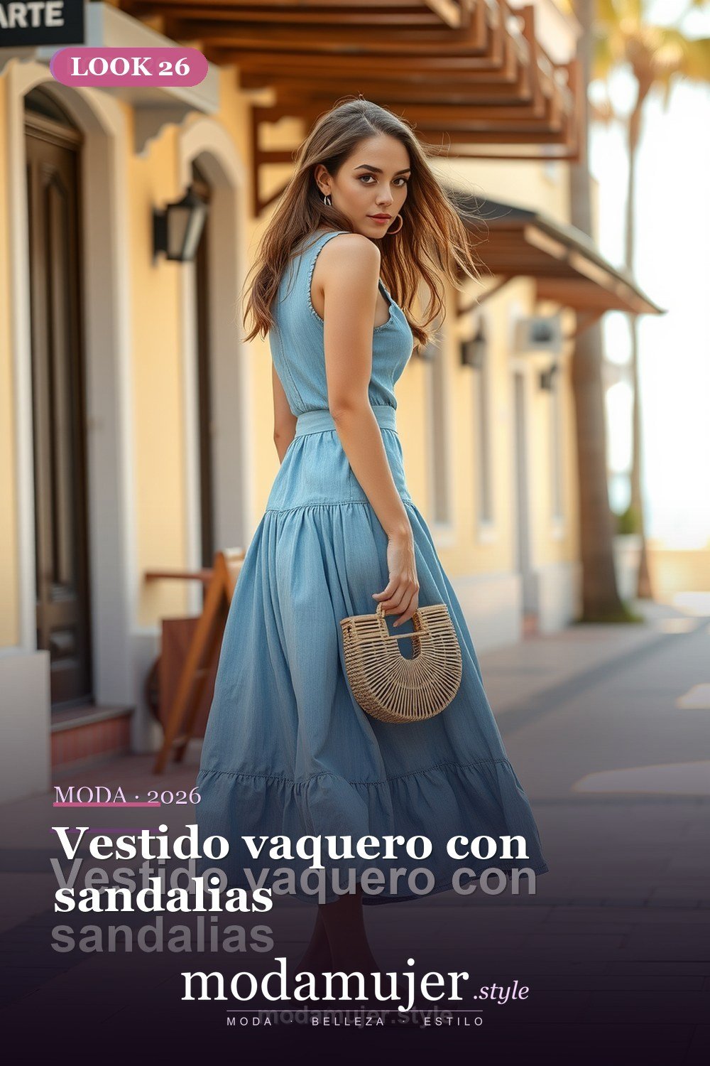 Vestido vaquero con sandalias — 30 looks de primavera para mujer en 2026: ideas de entretiempo