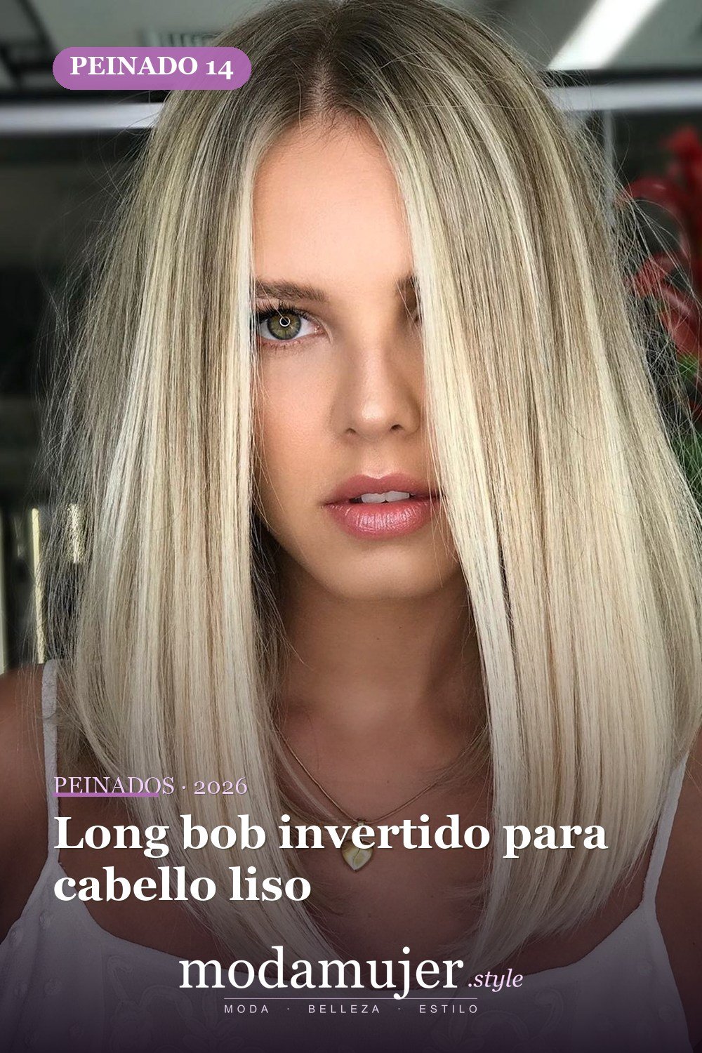 Long bob invertido para cabello liso — Los 47 mejores cortes de pelo bob para 2026