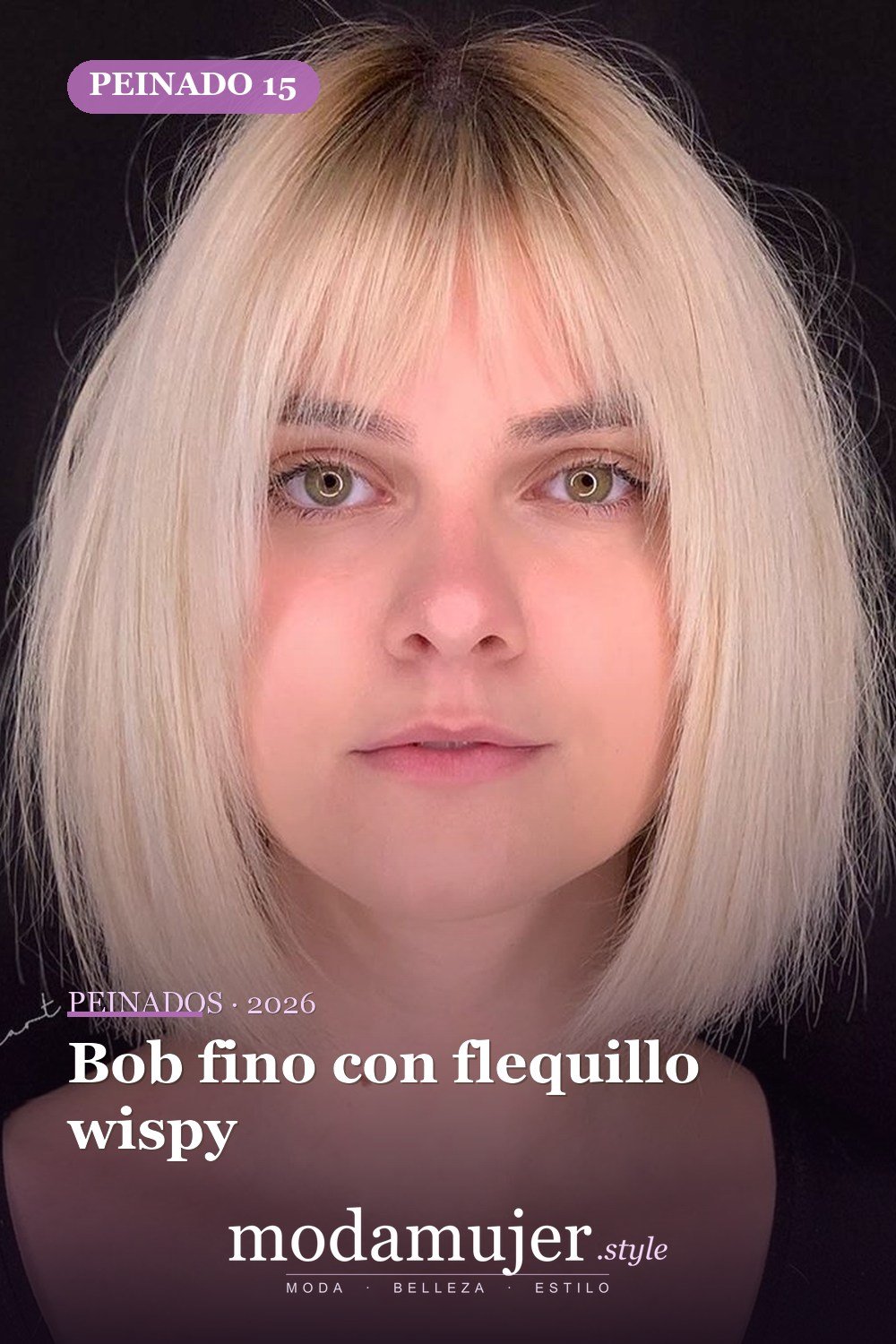 Bob fino con flequillo wispy — Los 47 mejores cortes de pelo bob para 2026