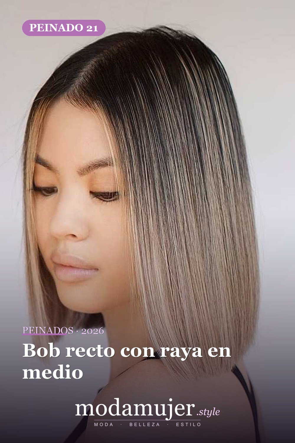 Bob recto con raya en medio — Los 47 mejores cortes de pelo bob para 2026