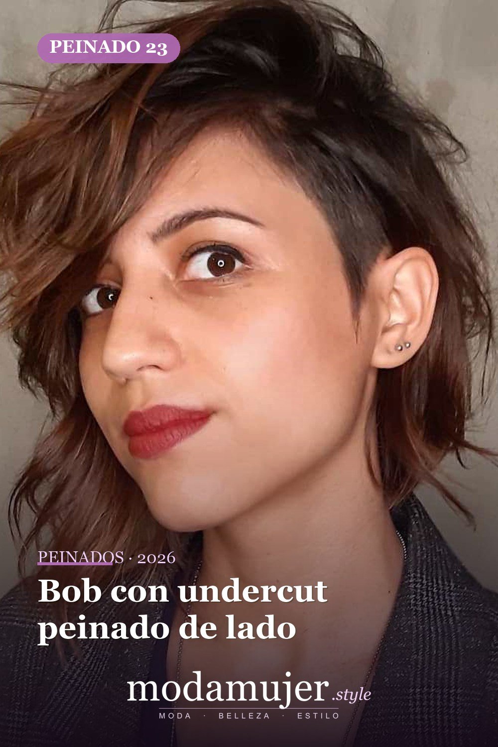 Bob con undercut peinado de lado — Los 47 mejores cortes de pelo bob para 2026