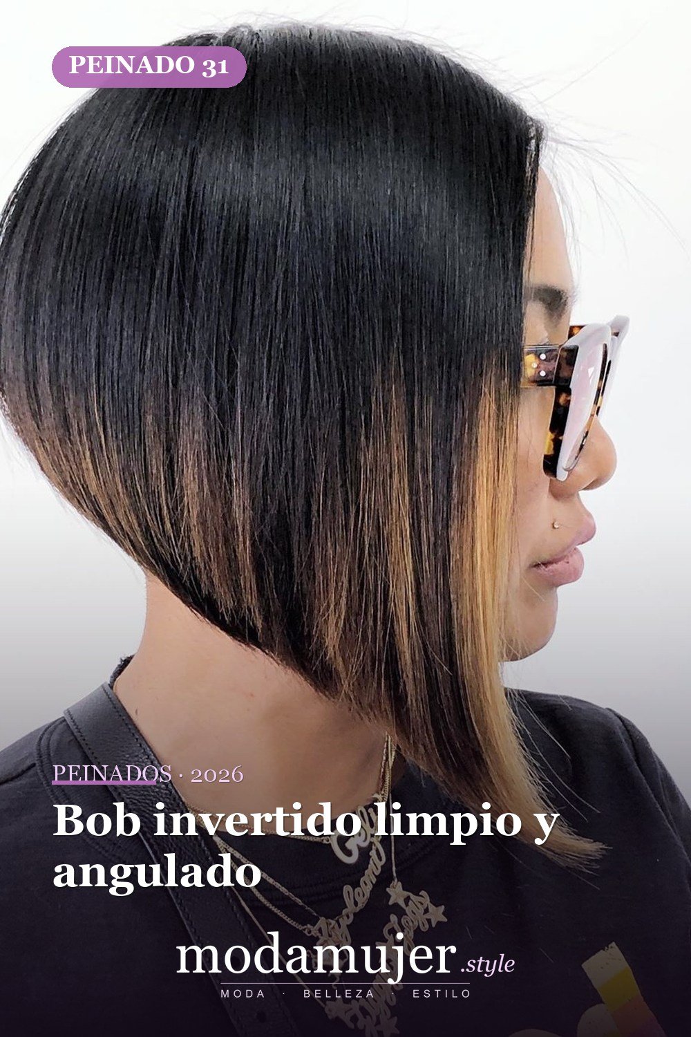 Bob invertido limpio y angulado — Los 47 mejores cortes de pelo bob para 2026