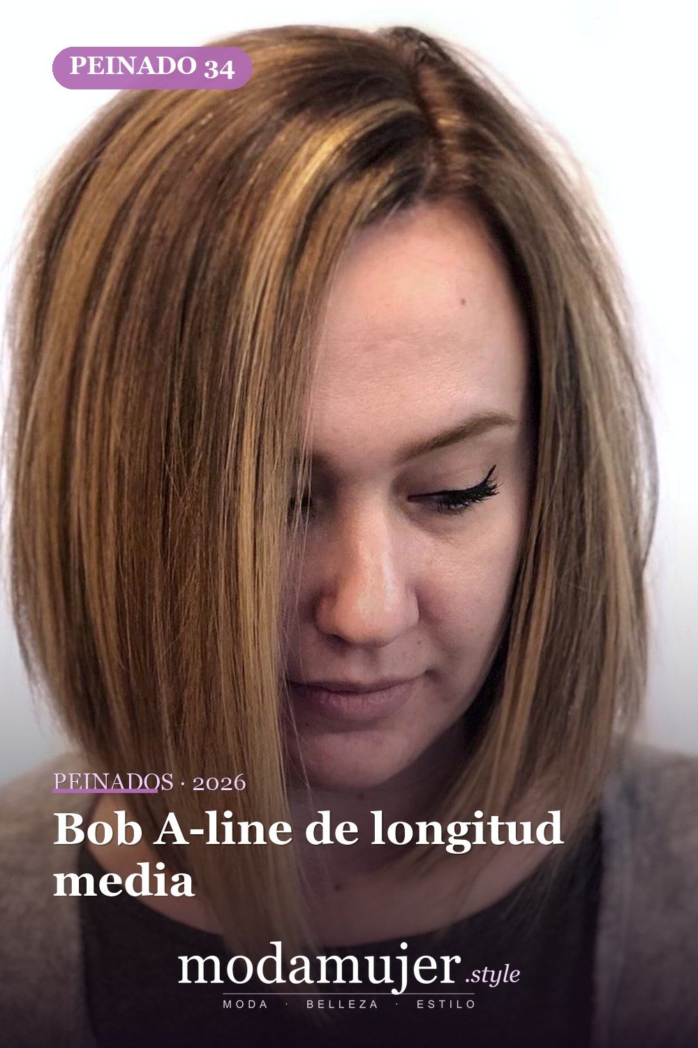 Bob A-line de longitud media — Los 47 mejores cortes de pelo bob para 2026