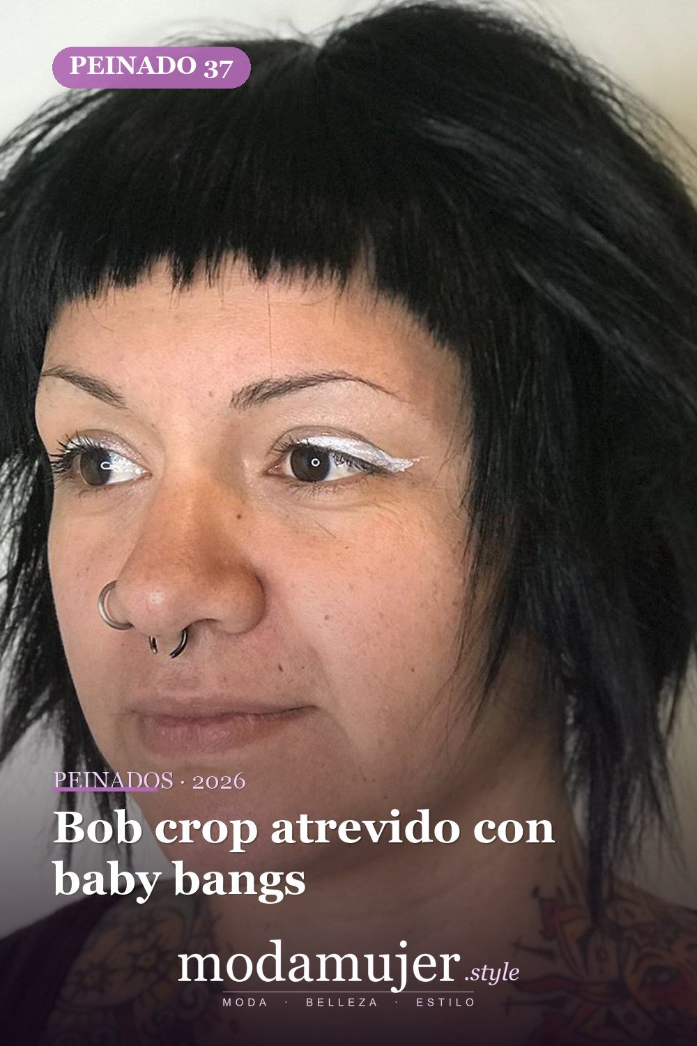 Bob crop atrevido con baby bangs — Los 47 mejores cortes de pelo bob para 2026