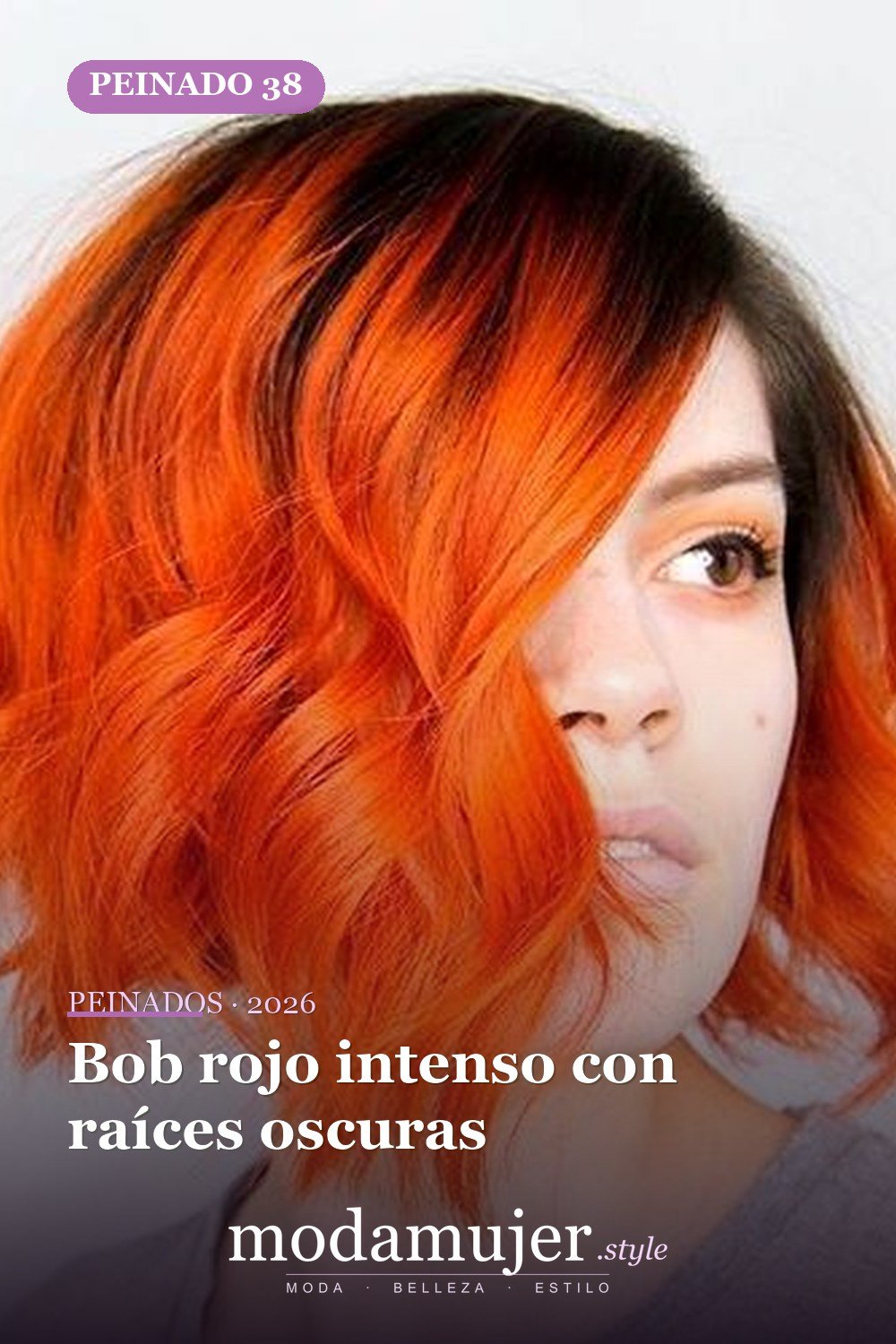 Bob rojo intenso con raíces oscuras — Los 47 mejores cortes de pelo bob para 2026