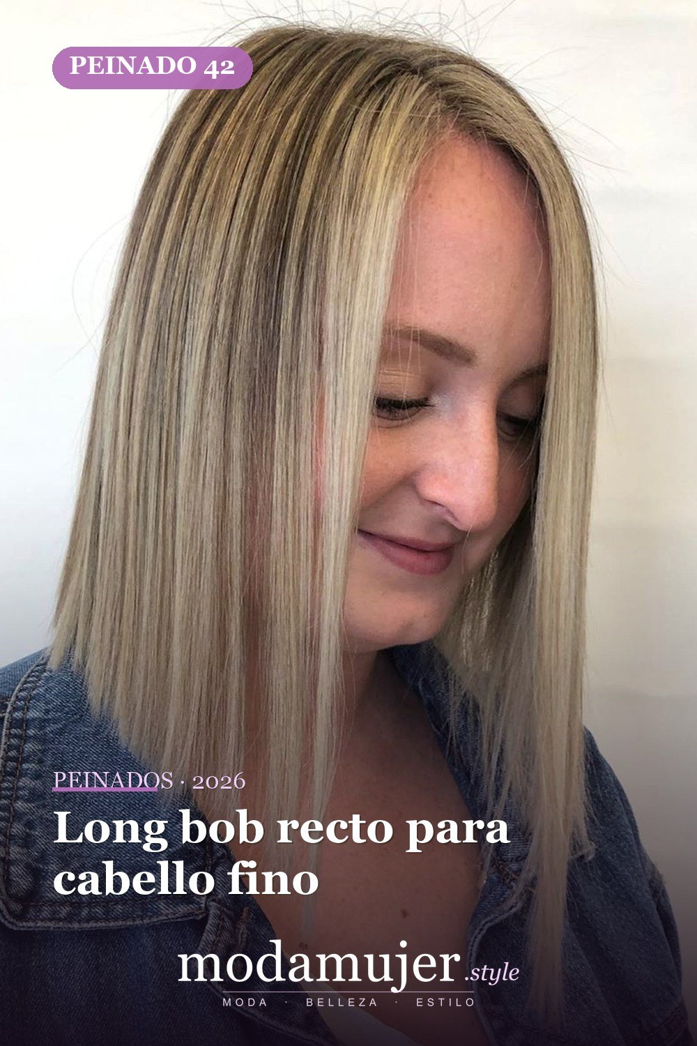 Long bob recto para cabello fino — Los 47 mejores cortes de pelo bob para 2026