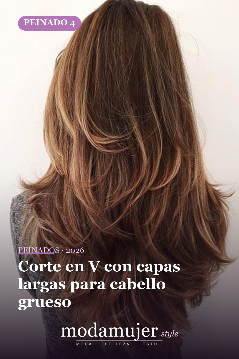 Corte en V con capas largas para cabello grueso — Los 49 mejores cortes de pelo en capas y peinados para 2026