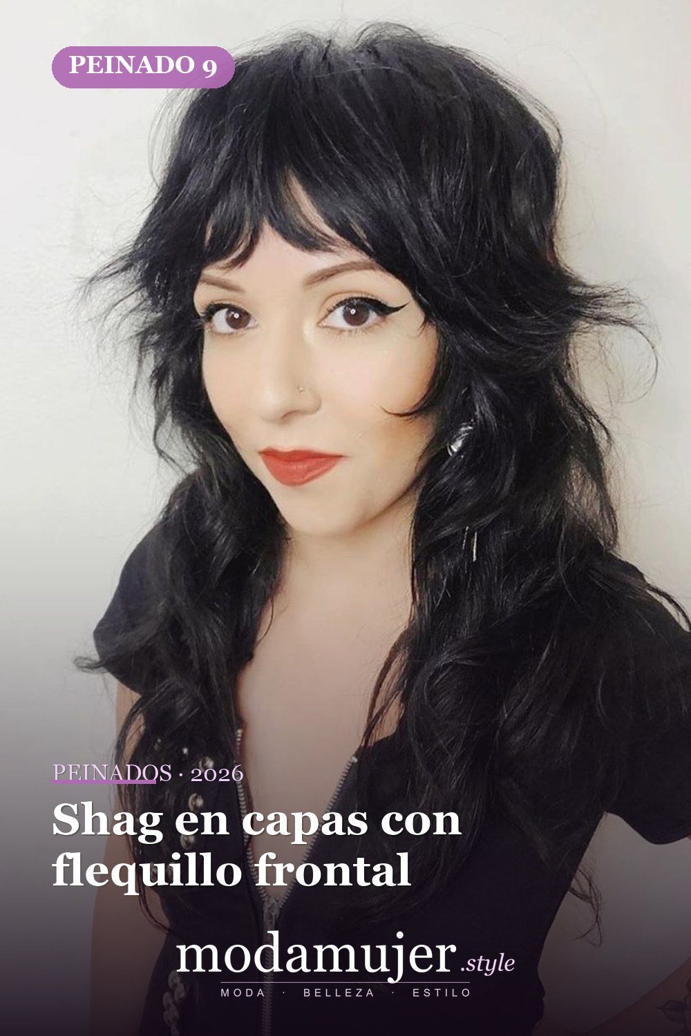 Shag en capas con flequillo frontal — Los 49 mejores cortes de pelo en capas y peinados para 2026