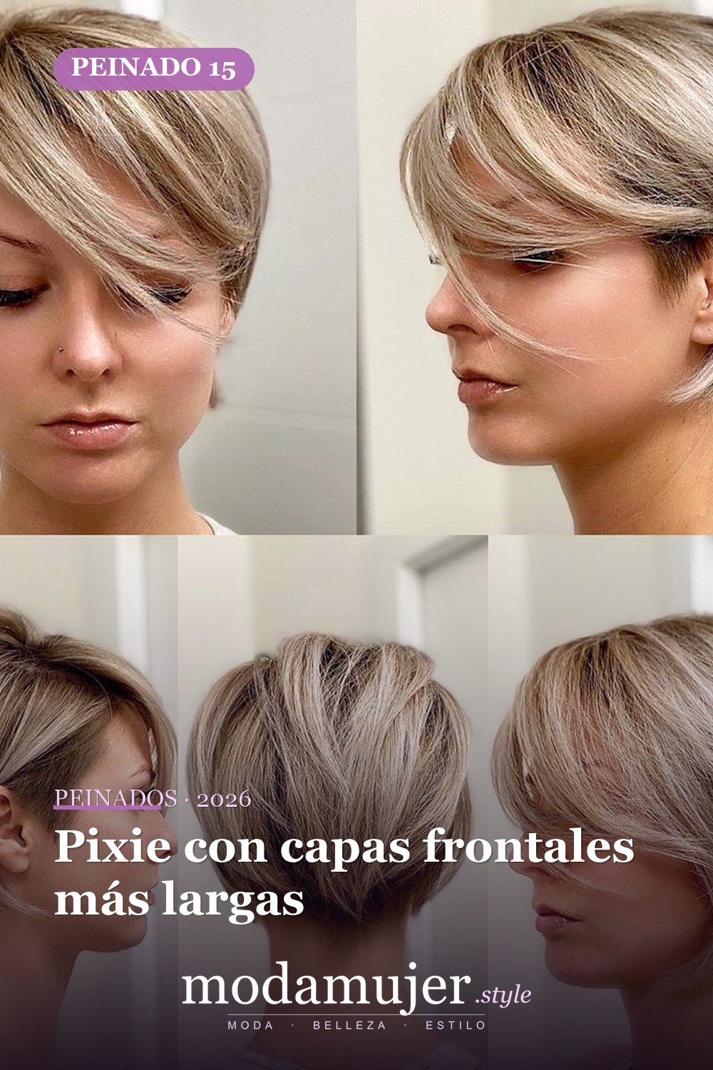 Pixie con capas frontales más largas — Los 49 mejores cortes de pelo en capas y peinados para 2026