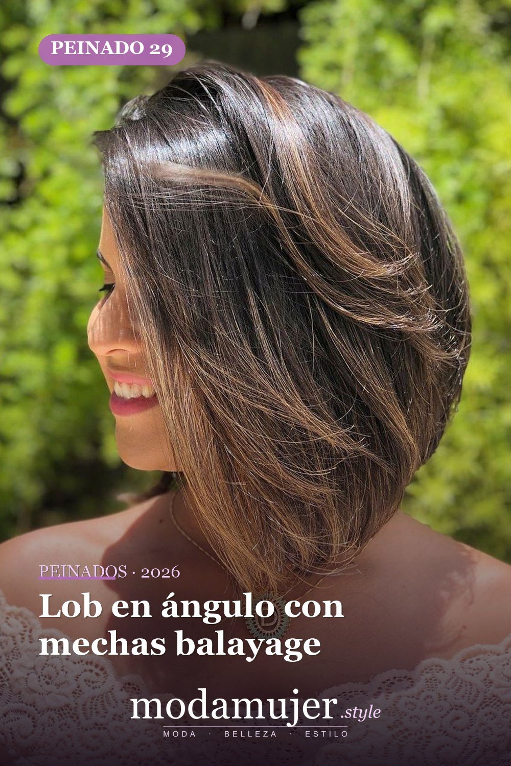 Lob en ángulo con mechas balayage — Los 49 mejores cortes de pelo en capas y peinados para 2026