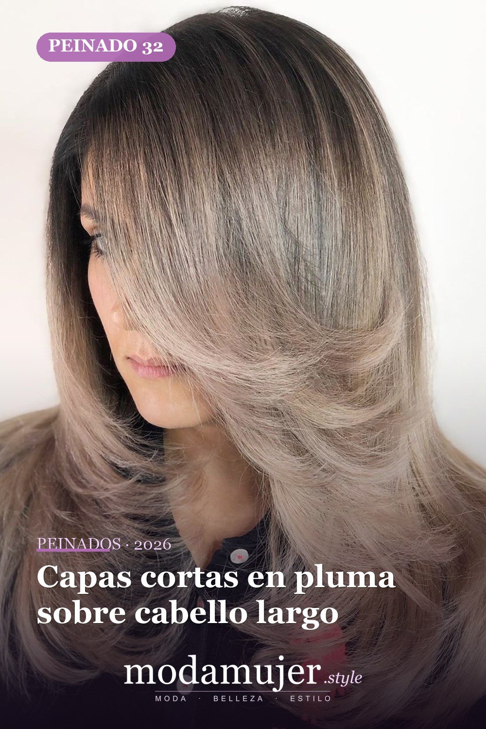 Capas cortas en pluma sobre cabello largo — Los 49 mejores cortes de pelo en capas y peinados para 2026