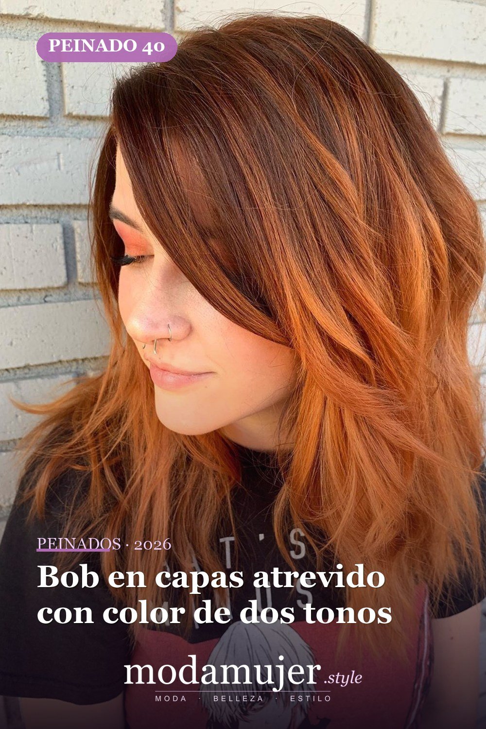 Bob en capas atrevido con color de dos tonos — Los 49 mejores cortes de pelo en capas y peinados para 2026