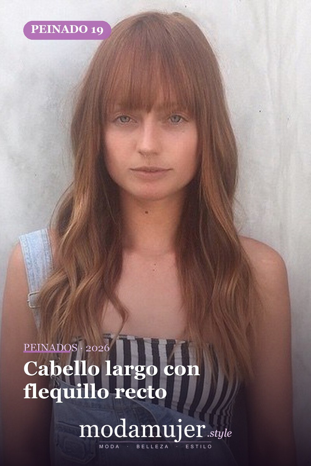 Cabello largo con flequillo recto — Los 50 mejores cortes de pelo para caras cuadradas que definitivamente funcionan