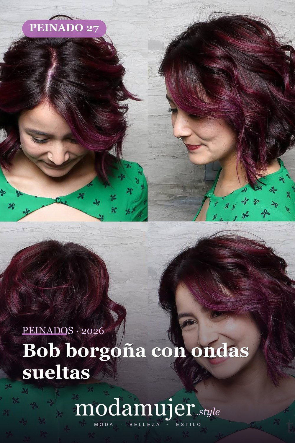 Bob borgoña con ondas sueltas — Los 50 mejores cortes de pelo para caras cuadradas que definitivamente funcionan
