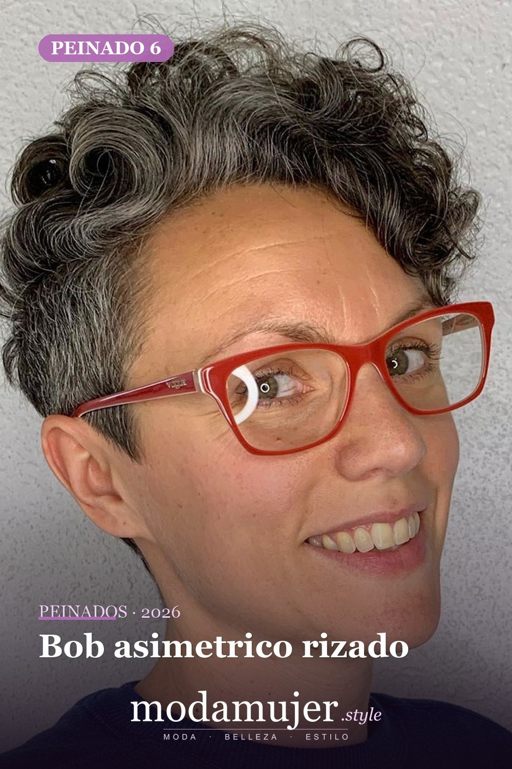 Bob asimetrico rizado — Los 50 mejores cortes de pelo y peinados para cabello corto y rizado en 2026