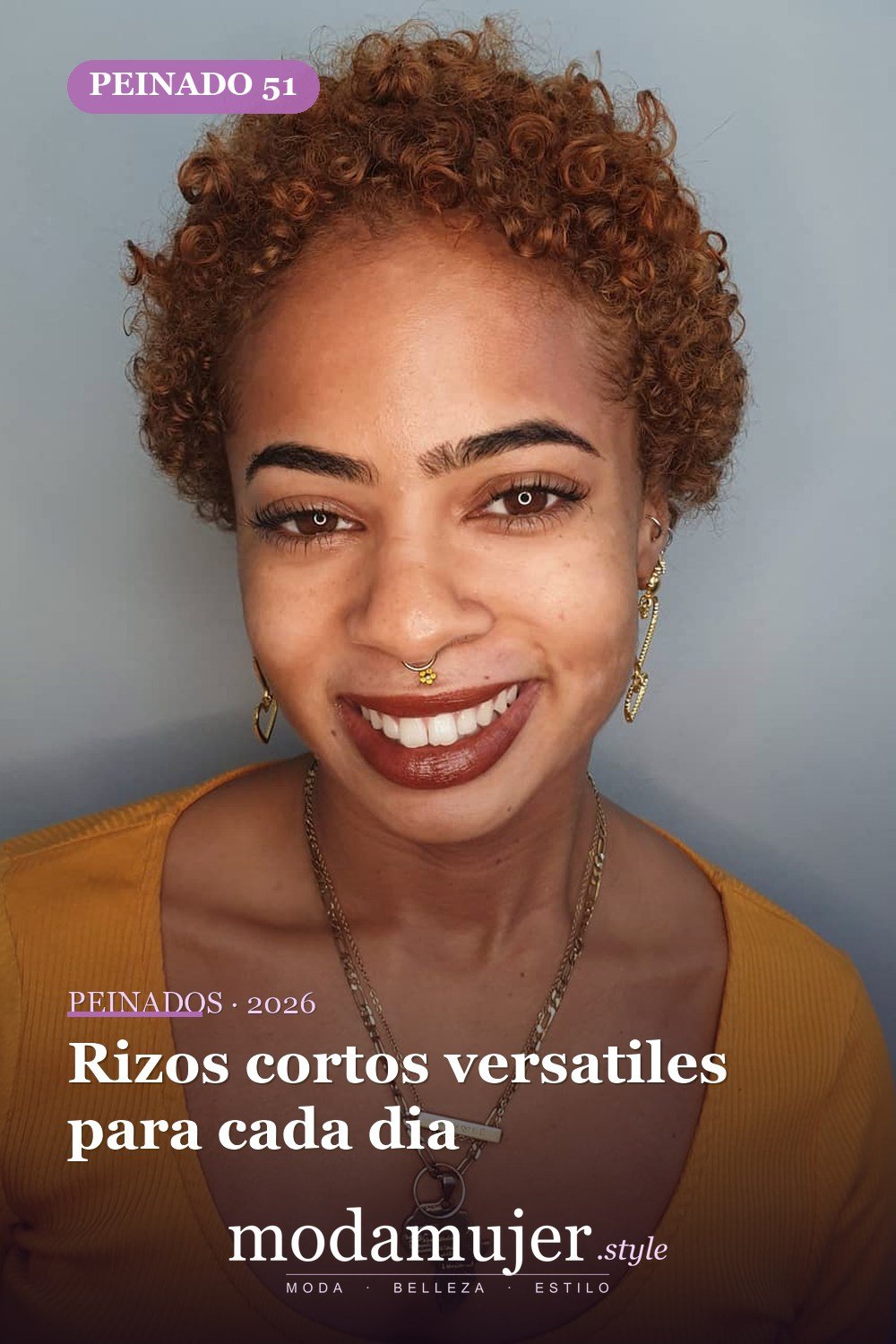 Rizos cortos versatiles para cada dia — Los 50 mejores cortes de pelo y peinados para cabello corto y rizado en 2026
