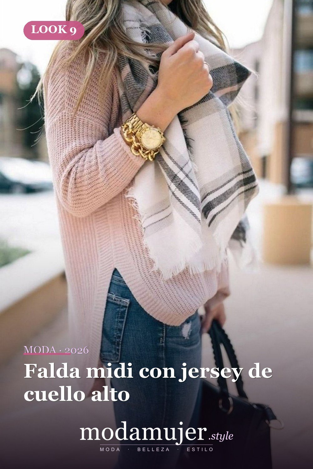 Falda midi con jersey de cuello alto — Más de 21 ideas de trajes de invierno para mujeres casuales y sexys