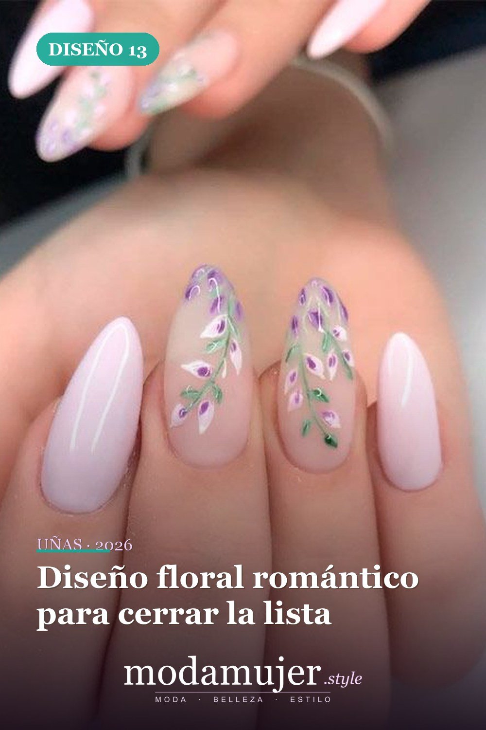 Diseño floral romántico para cerrar la lista — Más de 25 uñas coquetas y lindas para el verano