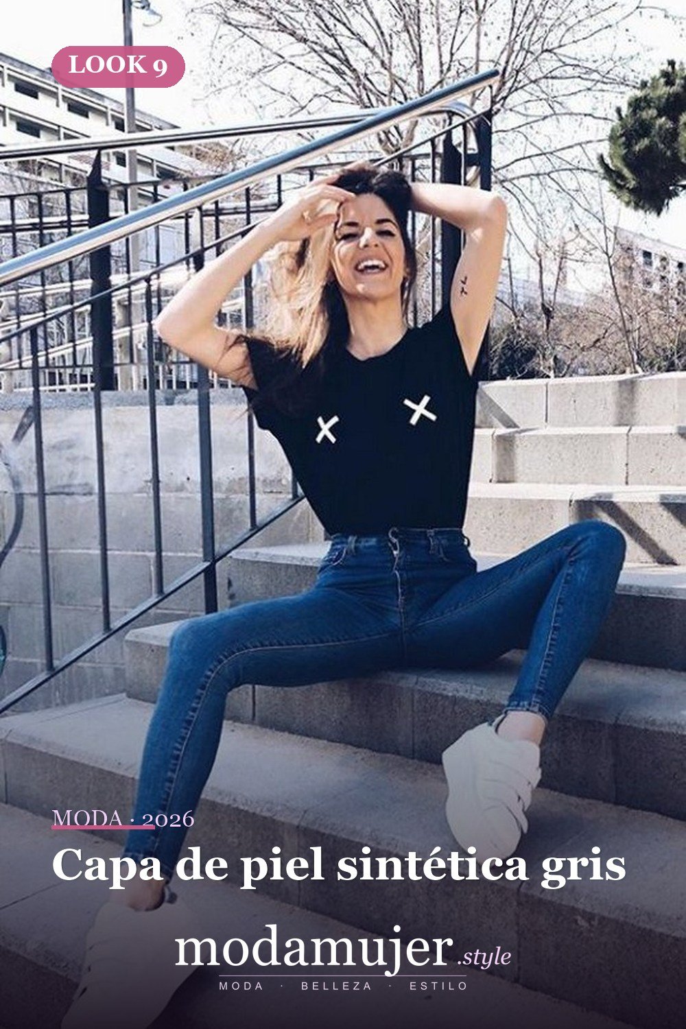 Capa de piel sintética gris — Más de 29 ideas de outfits básicos de invierno que toda mujer debe conocer