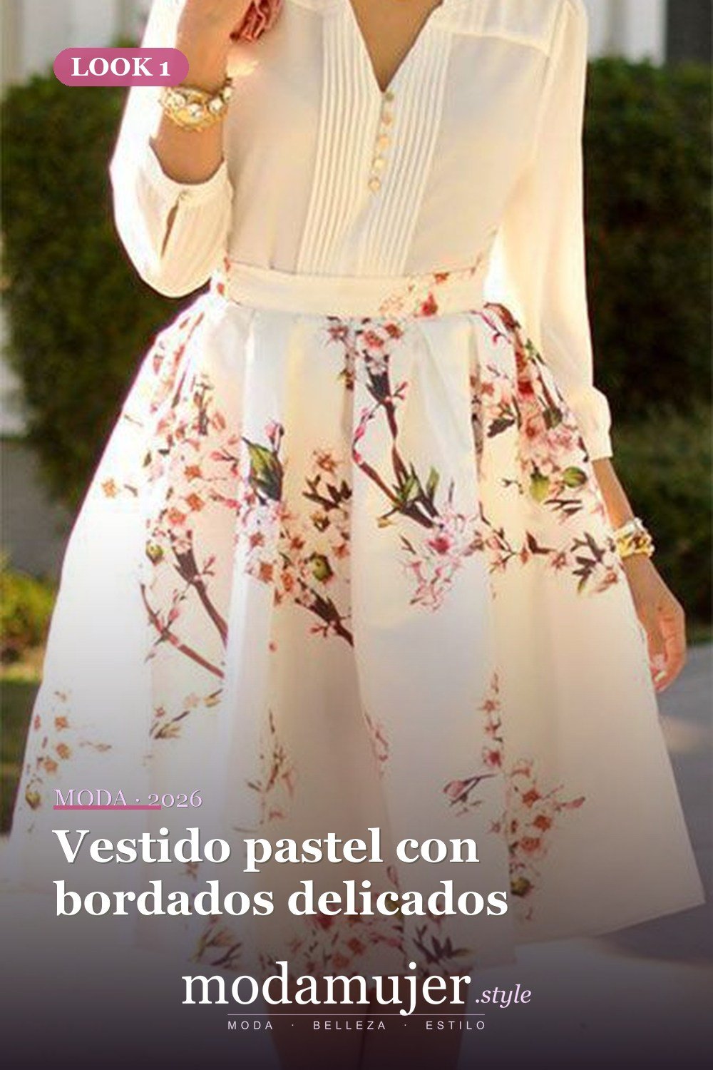 Vestido pastel con bordados delicados — Más de 30 vestidos elegantes de Pascua para toda la primavera 2026