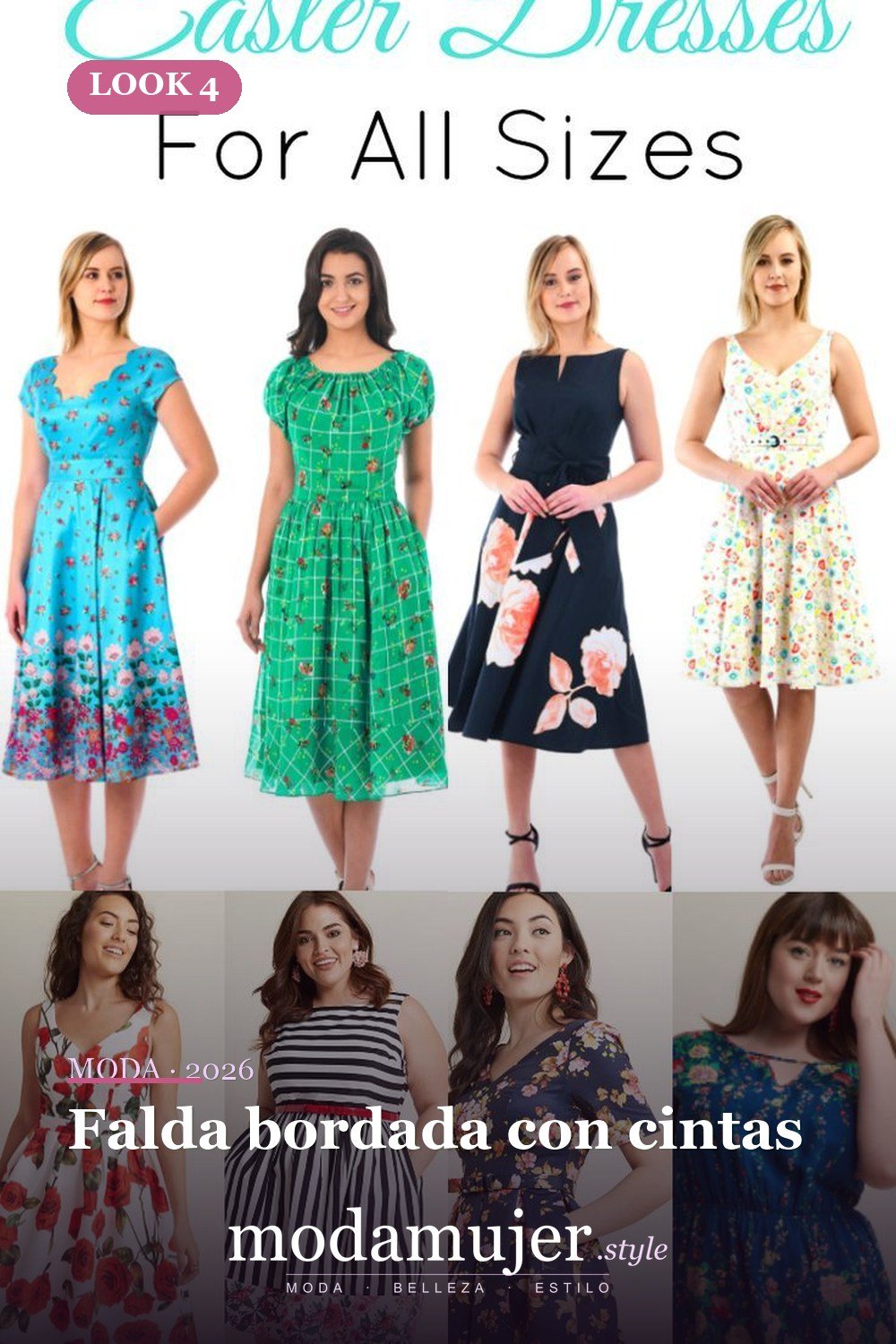 Falda bordada con cintas — Más de 30 vestidos elegantes de Pascua para toda la primavera 2026