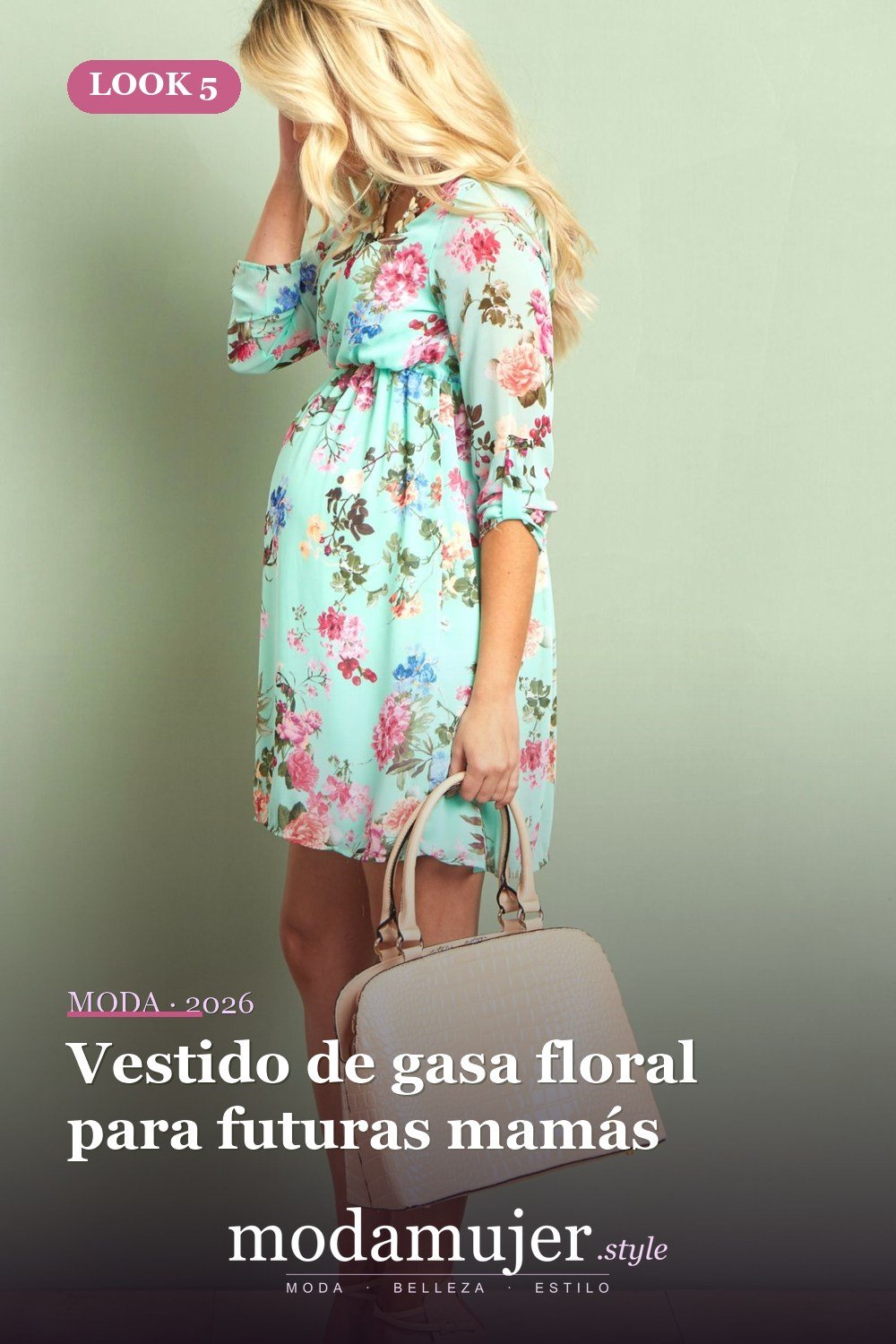 Vestido de gasa floral para futuras mamás — Más de 30 vestidos elegantes de Pascua para toda la primavera 2026
