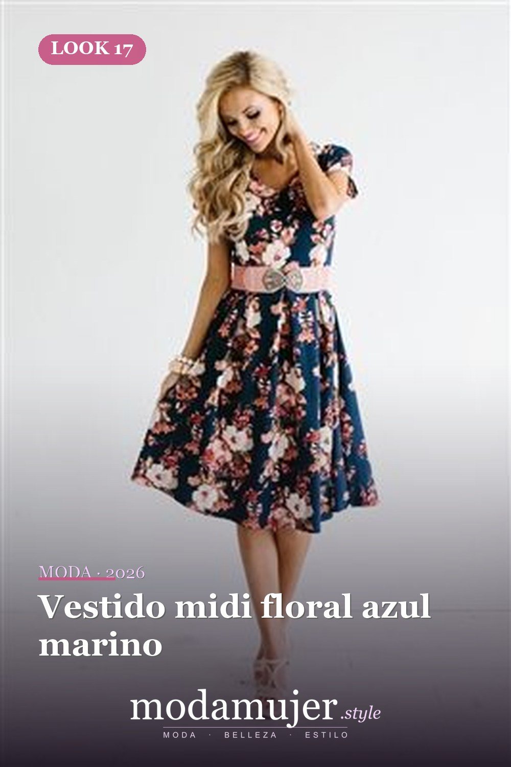 Vestido midi floral azul marino — Más de 30 vestidos elegantes de Pascua para toda la primavera 2026