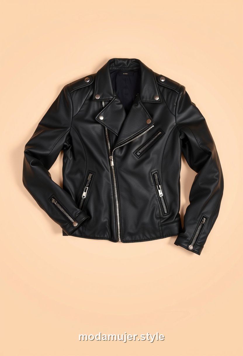 Chaqueta biker de cuero negro