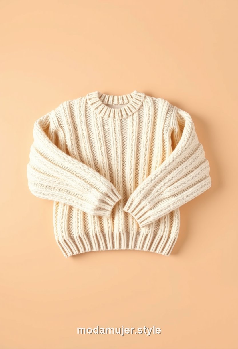 Jersey oversize de punto grueso en color crudo