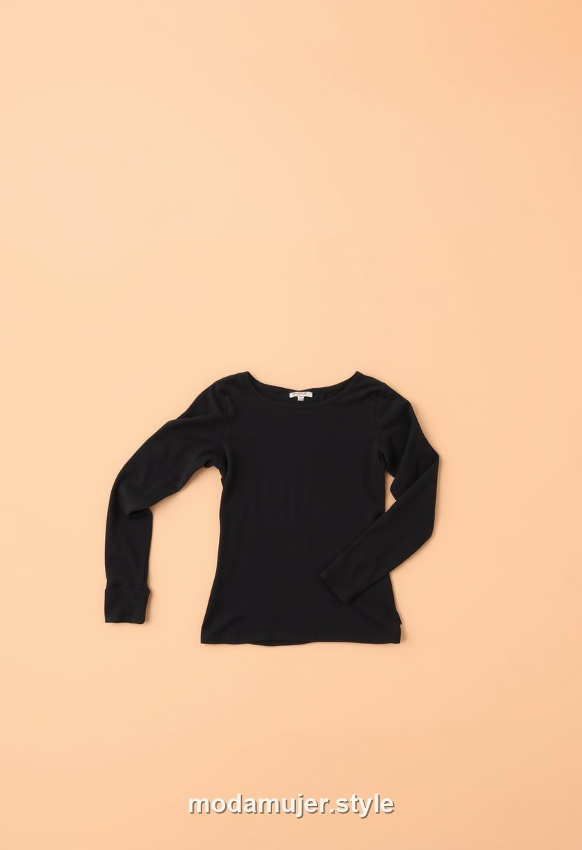 Camiseta básica de manga larga negra