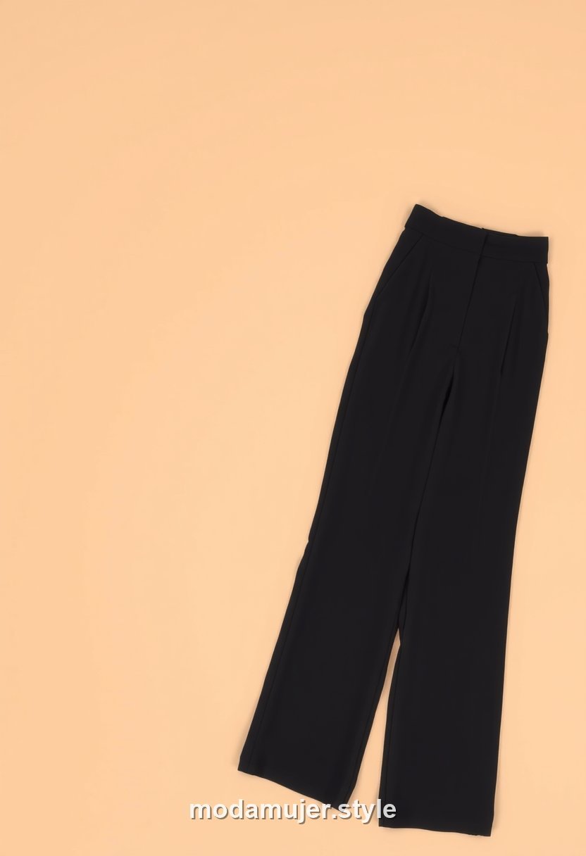 Pantalón ancho de vestir negro de tiro alto