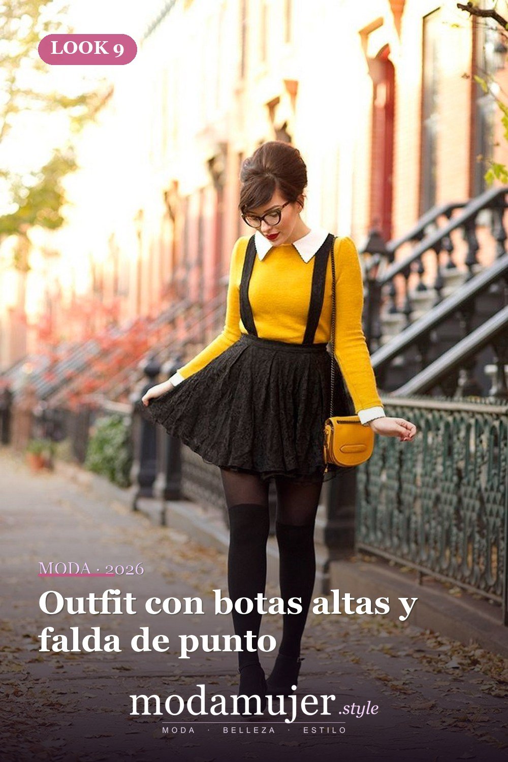 Outfit con botas altas y falda de punto — Más de 33 trajes lindos de moda de invierno