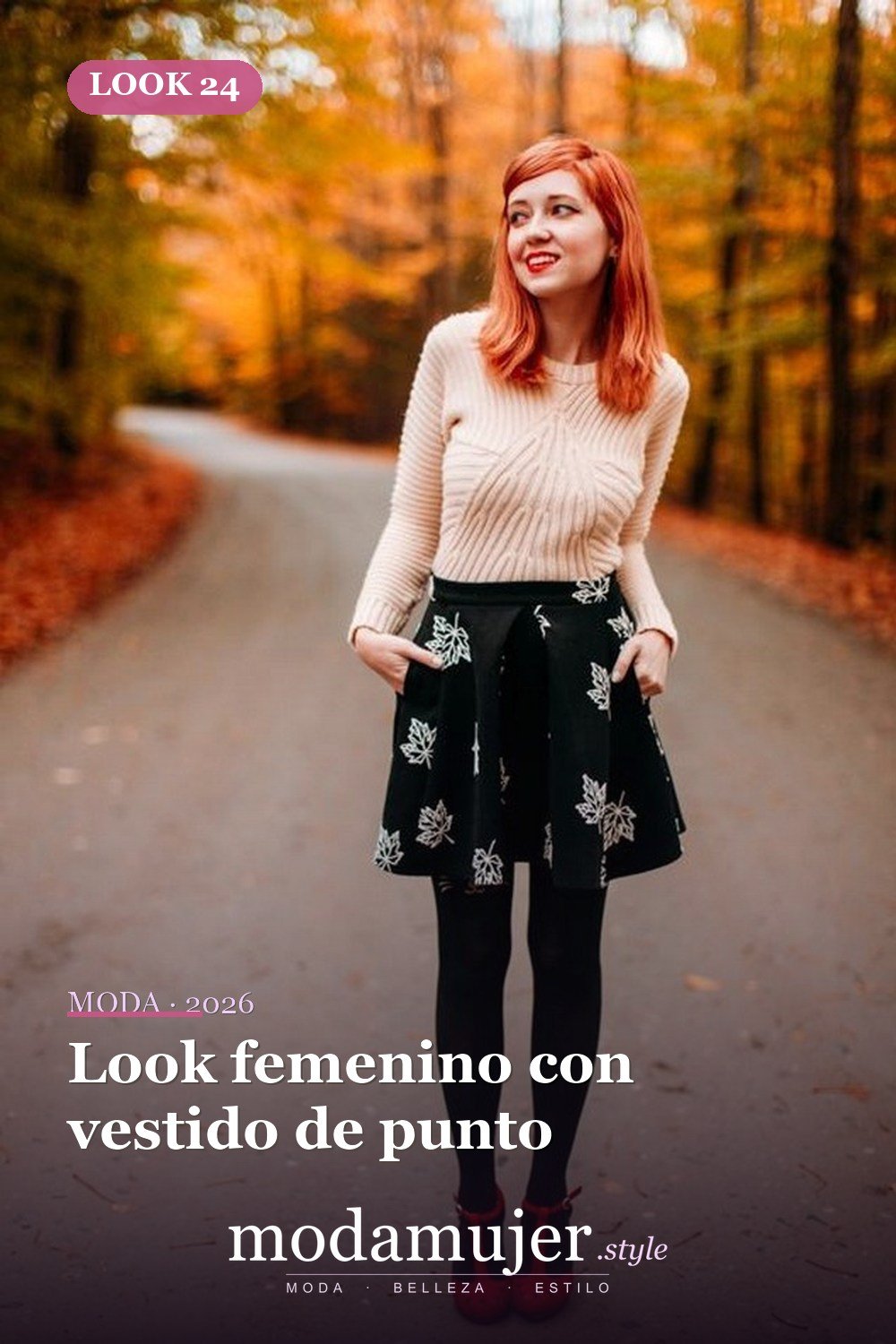 Look femenino con vestido de punto — Más de 33 trajes lindos de moda de invierno