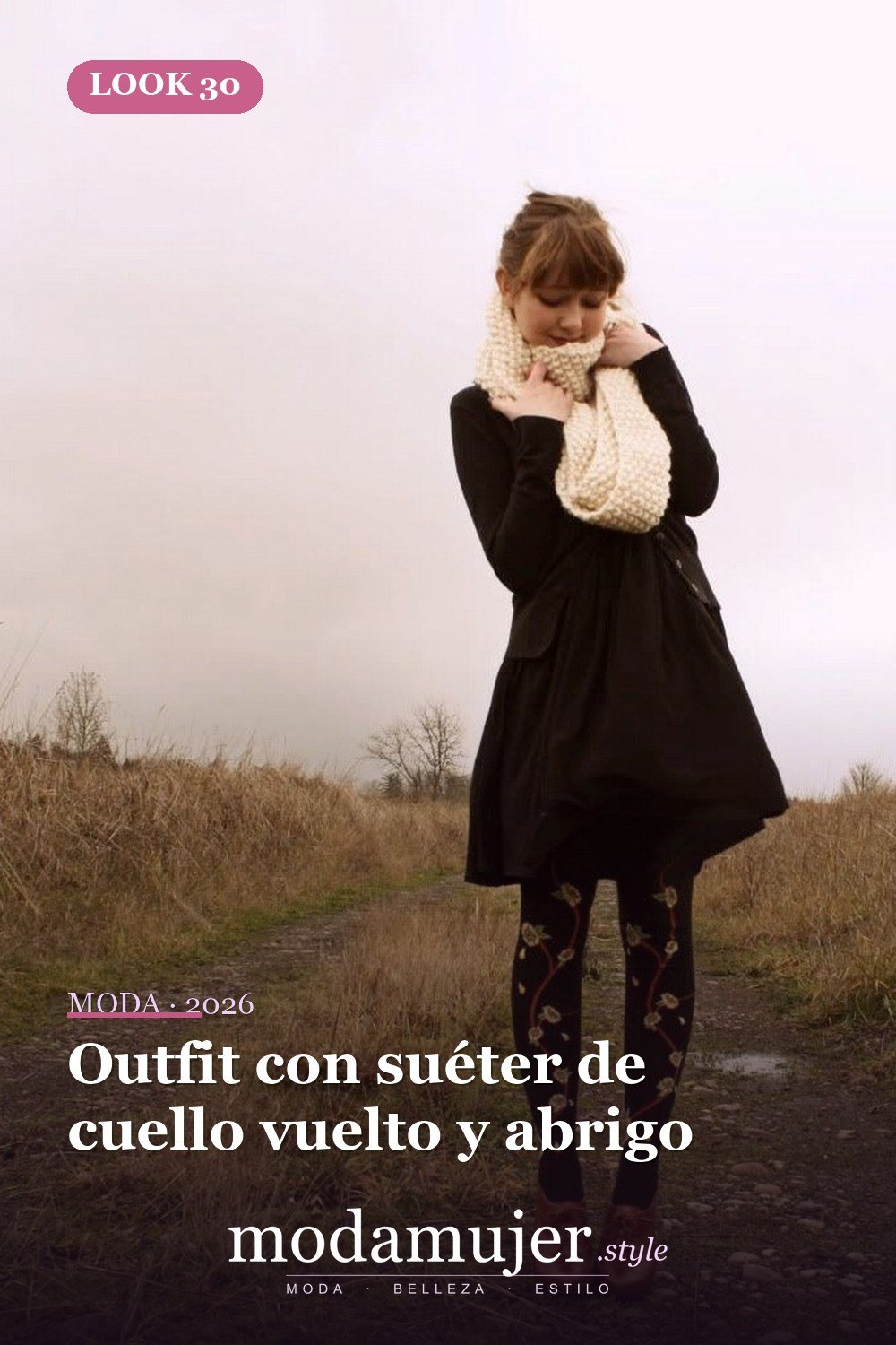 Outfit con suéter de cuello vuelto y abrigo — Más de 33 trajes lindos de moda de invierno