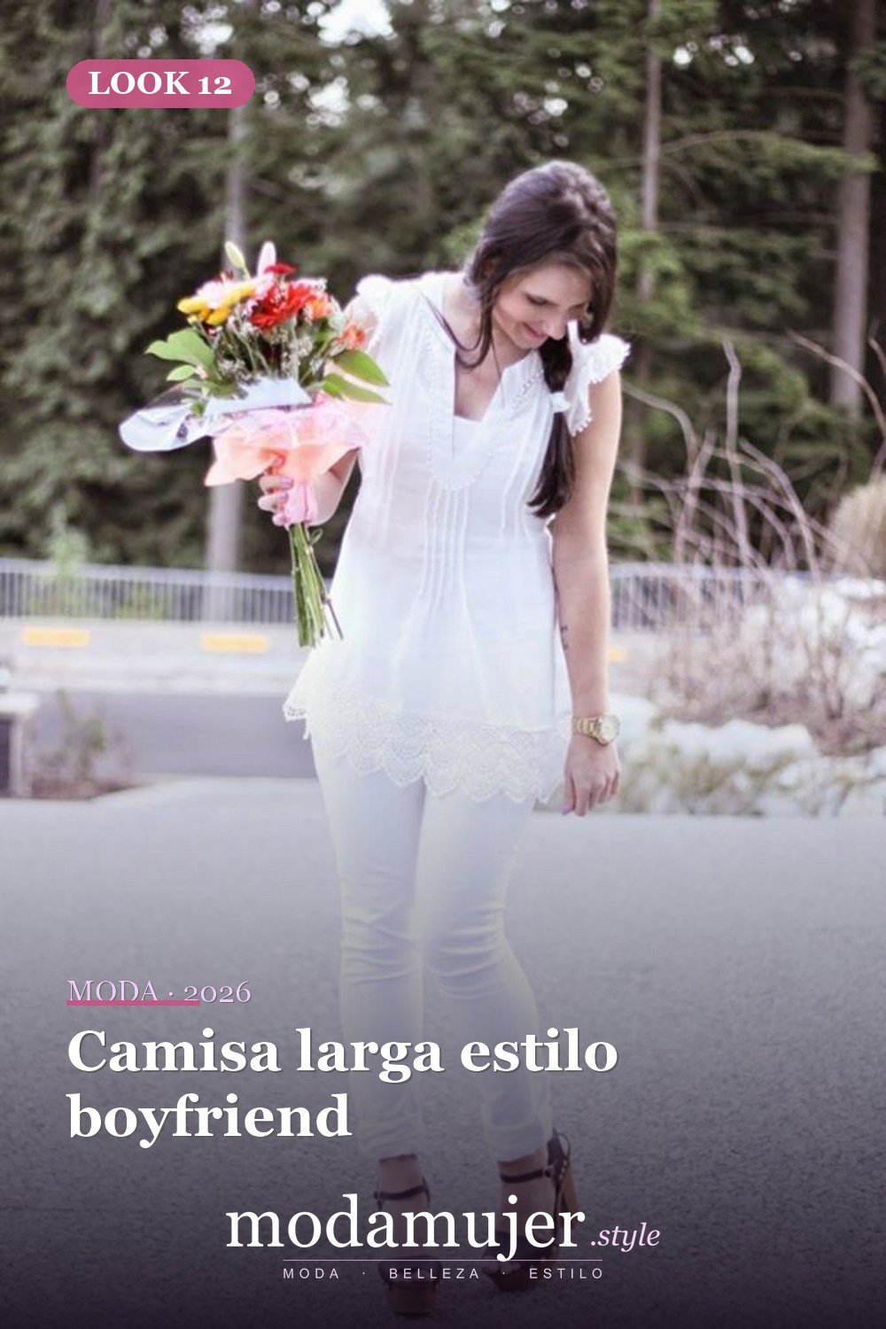 Camisa larga estilo boyfriend — Más de 35 acogedoras ideas de trajes de primavera cómodos para usar todos los días
