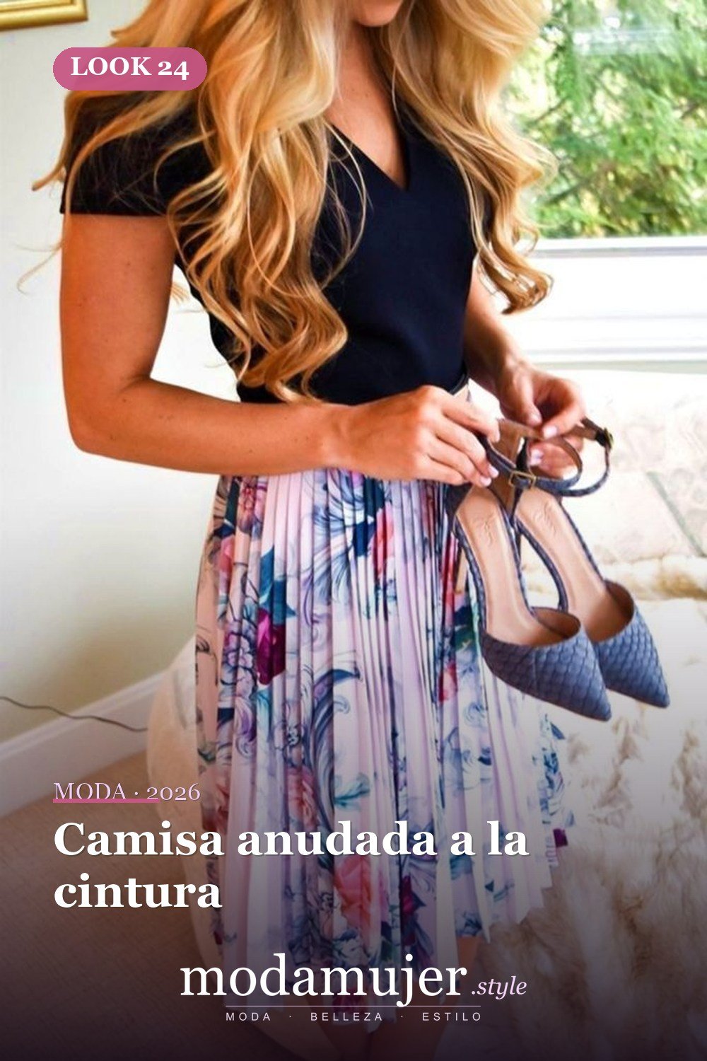 Camisa anudada a la cintura — Más de 35 acogedoras ideas de trajes de primavera cómodos para usar todos los días