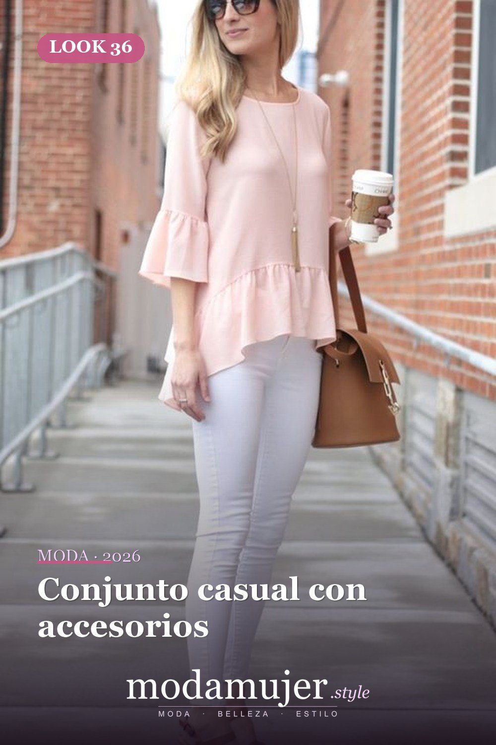 Conjunto casual con accesorios — Más de 35 acogedoras ideas de trajes de primavera cómodos para usar todos los días