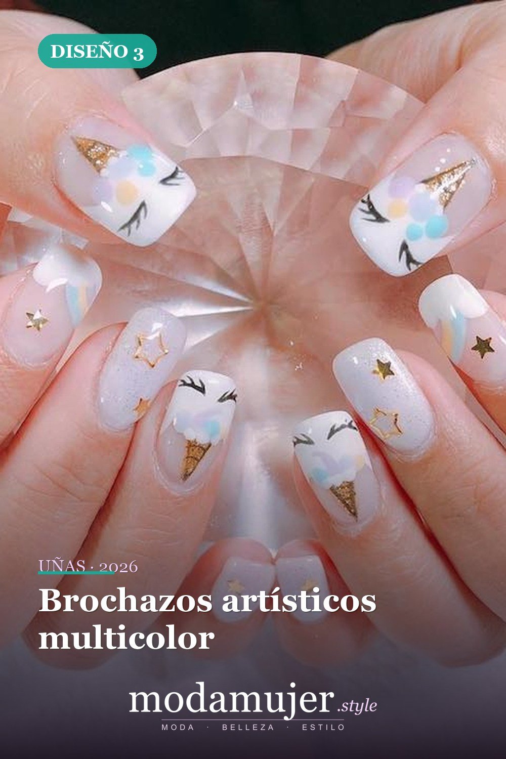 Brochazos artísticos multicolor — Más de 35 ideas de arte de uñas de acuarela inusuales que se ven geniales