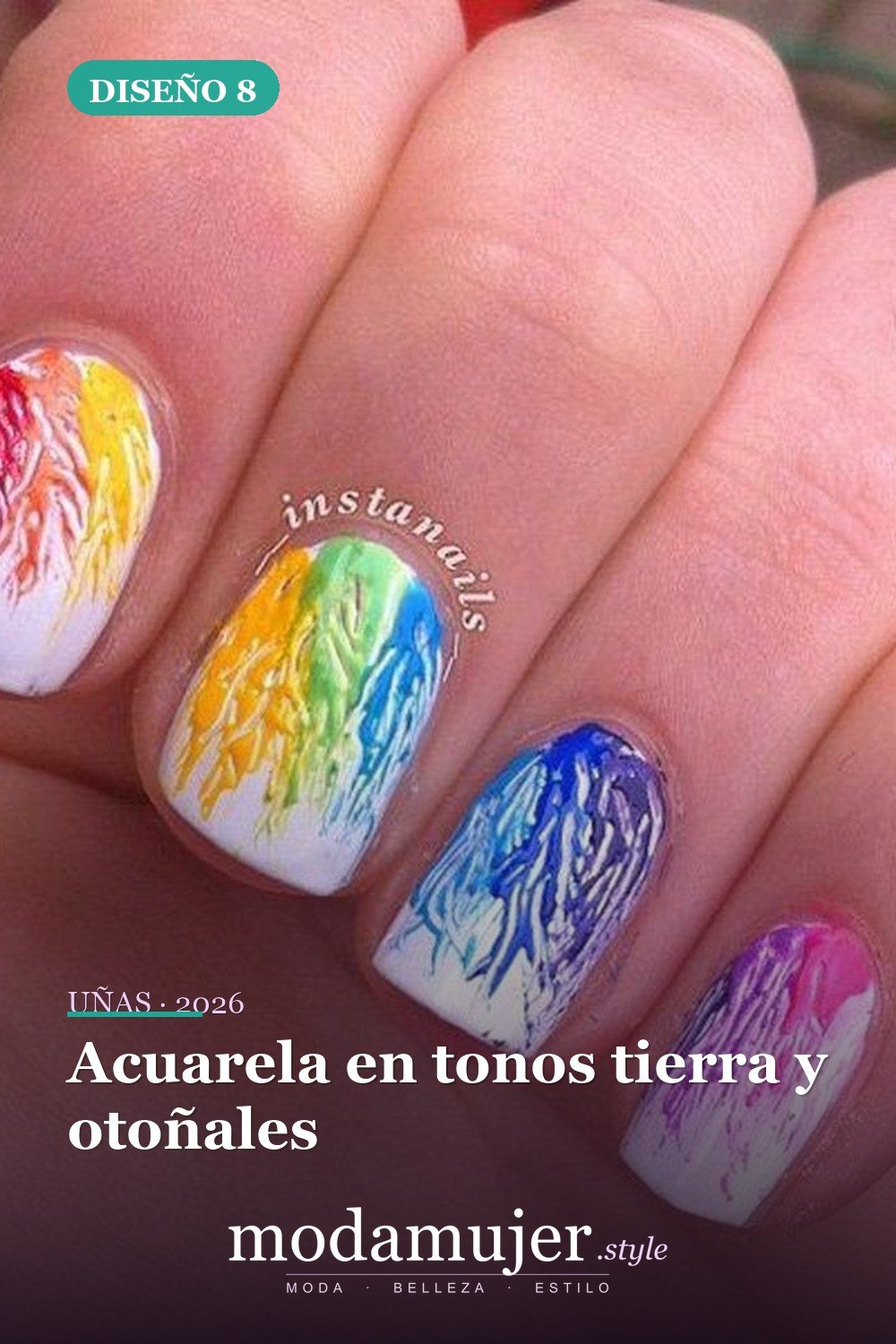 Acuarela en tonos tierra y otoñales — Más de 35 ideas de arte de uñas de acuarela inusuales que se ven geniales