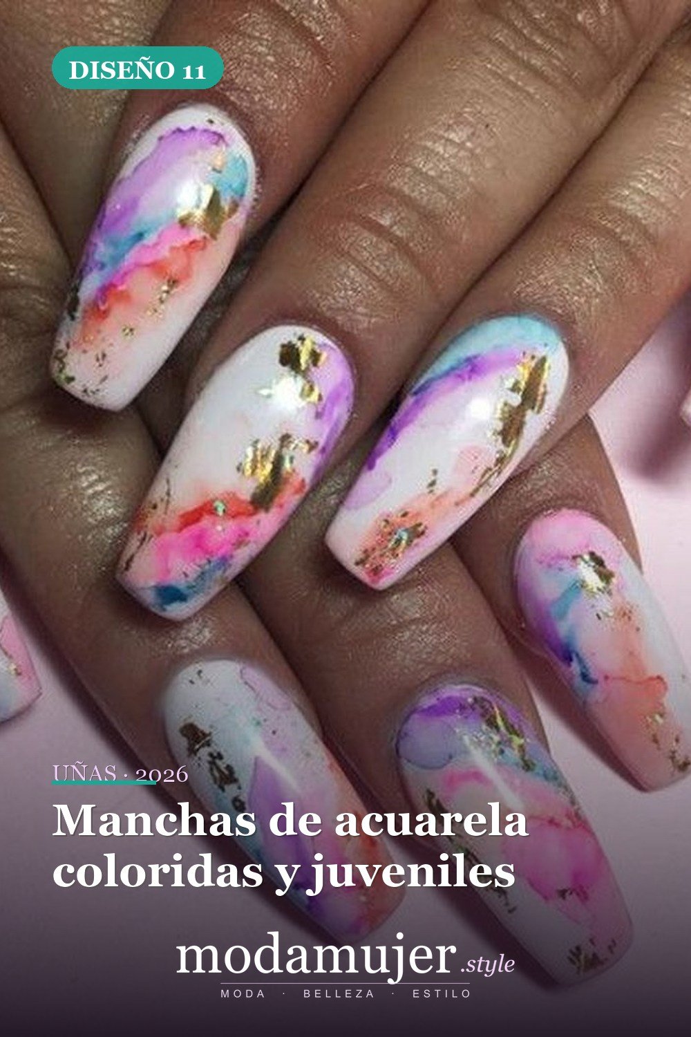 Manchas de acuarela coloridas y juveniles — Más de 35 ideas de arte de uñas de acuarela inusuales que se ven geniales