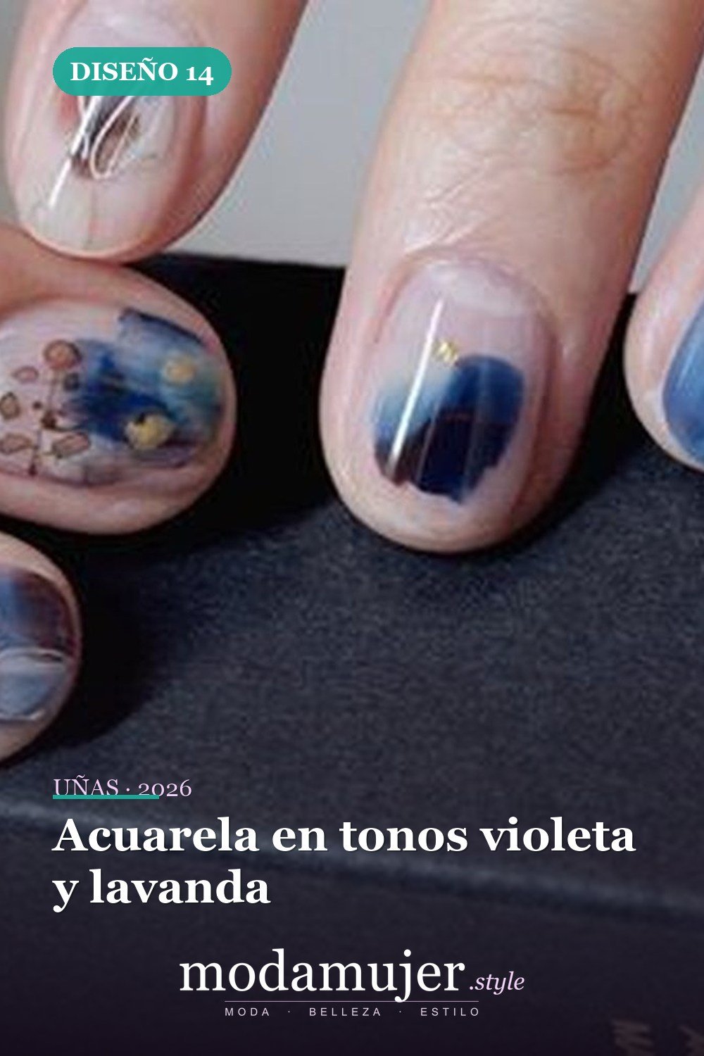 Acuarela en tonos violeta y lavanda — Más de 35 ideas de arte de uñas de acuarela inusuales que se ven geniales